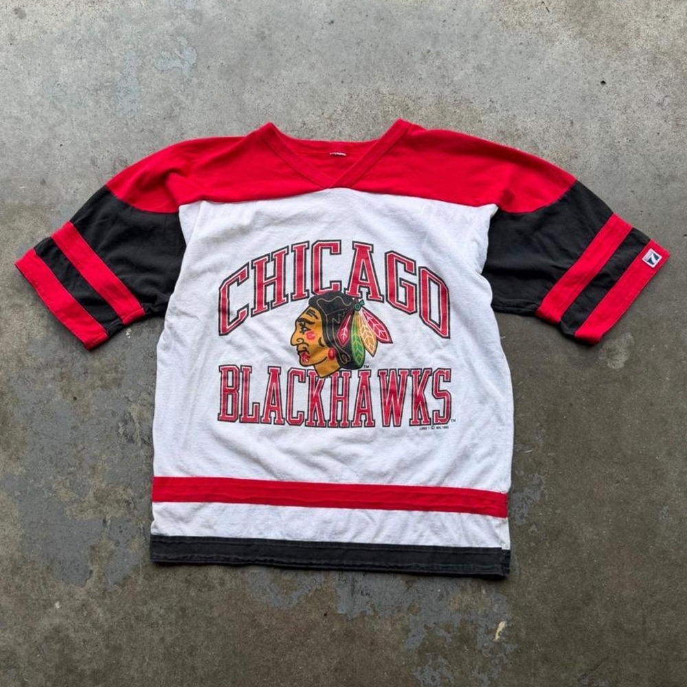 Vintage 90s logo 7 Chicago Blackhawks NHL hockey jersey size M
